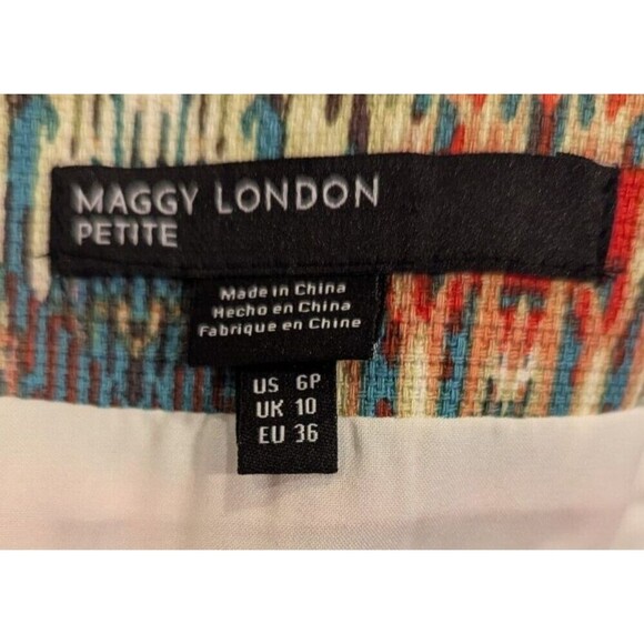 Maggy‎ London Petite Dress Multicolor Sleeveless Geo Print Career - Picture 3 of 4